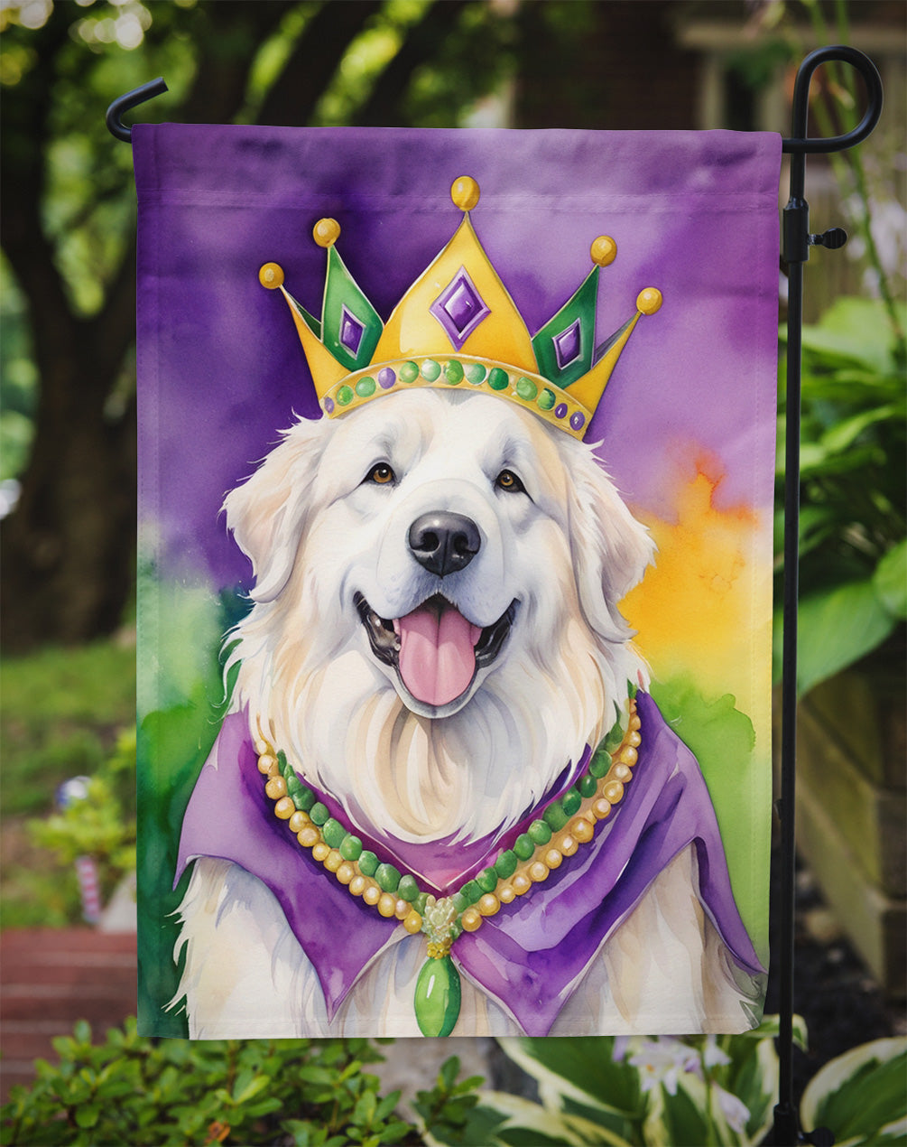 Great Pyrenees King of Mardi Gras Garden Flag - Vibrant Dog-Themed Yard Decor by Caroline's Treasures