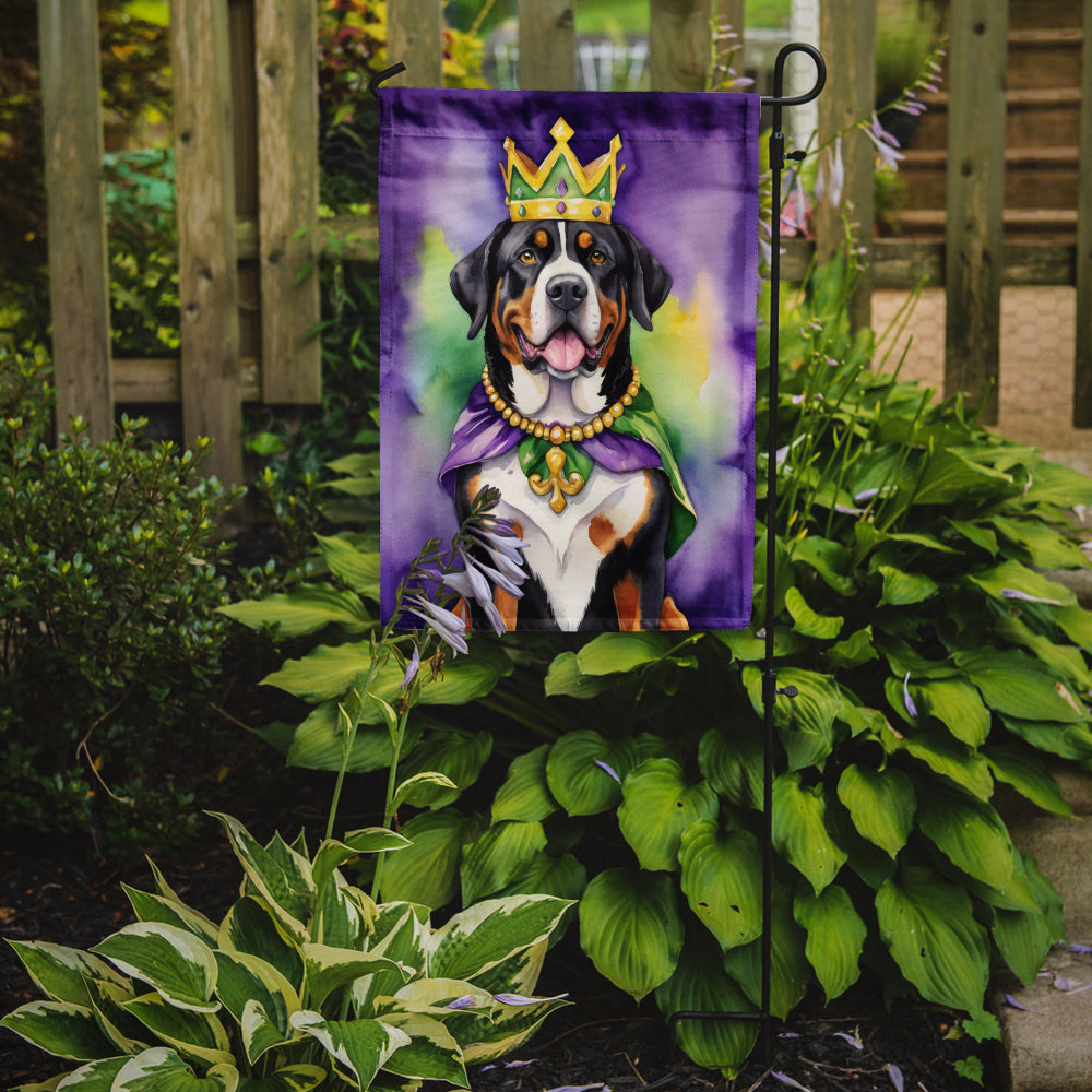 Greater Swiss Mountain Dog King of Mardi Gras Garden Flag - Vibrant Dog-Themed Yard Decor by Caroline's Treasures