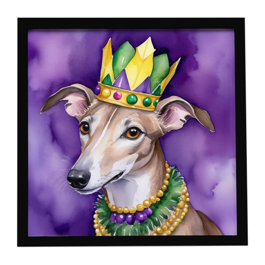 Greyhound King of Mardi Gras Framed Metal Print
