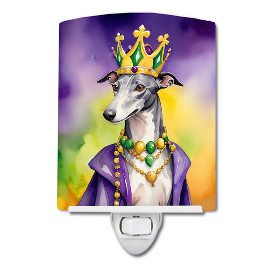 Greyhound King of Mardi Gras Ceramic Night Light