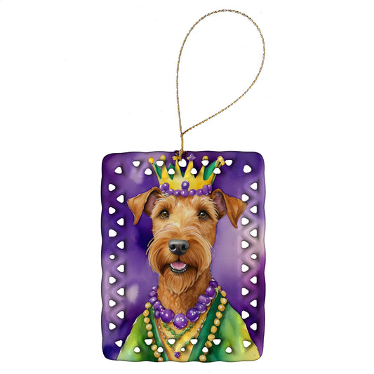 Irish Terrier King of Mardi Gras Porcelain Ornament