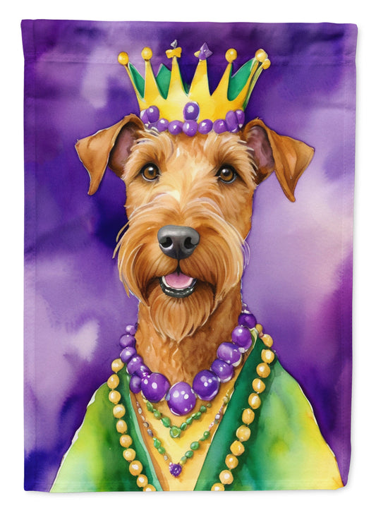 Irish Terrier King of Mardi Gras Garden Flag - Vibrant Dog-Themed Yard Decor by Caroline's Treasures