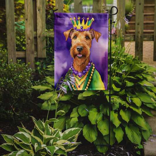 Irish Terrier King of Mardi Gras Garden Flag - Vibrant Dog-Themed Yard Decor by Caroline's Treasures