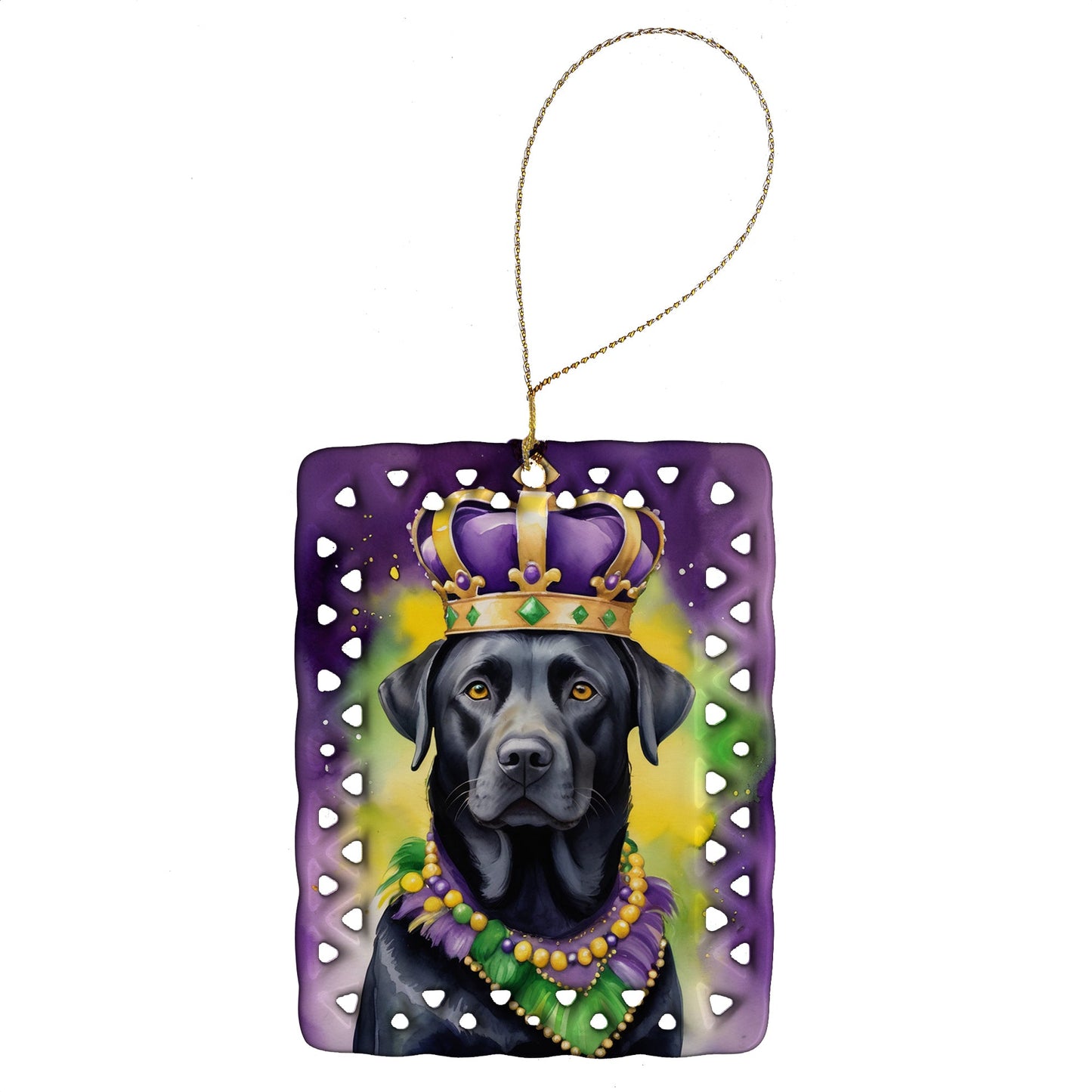 Labrador Retriever King of Mardi Gras Porcelain Ornament