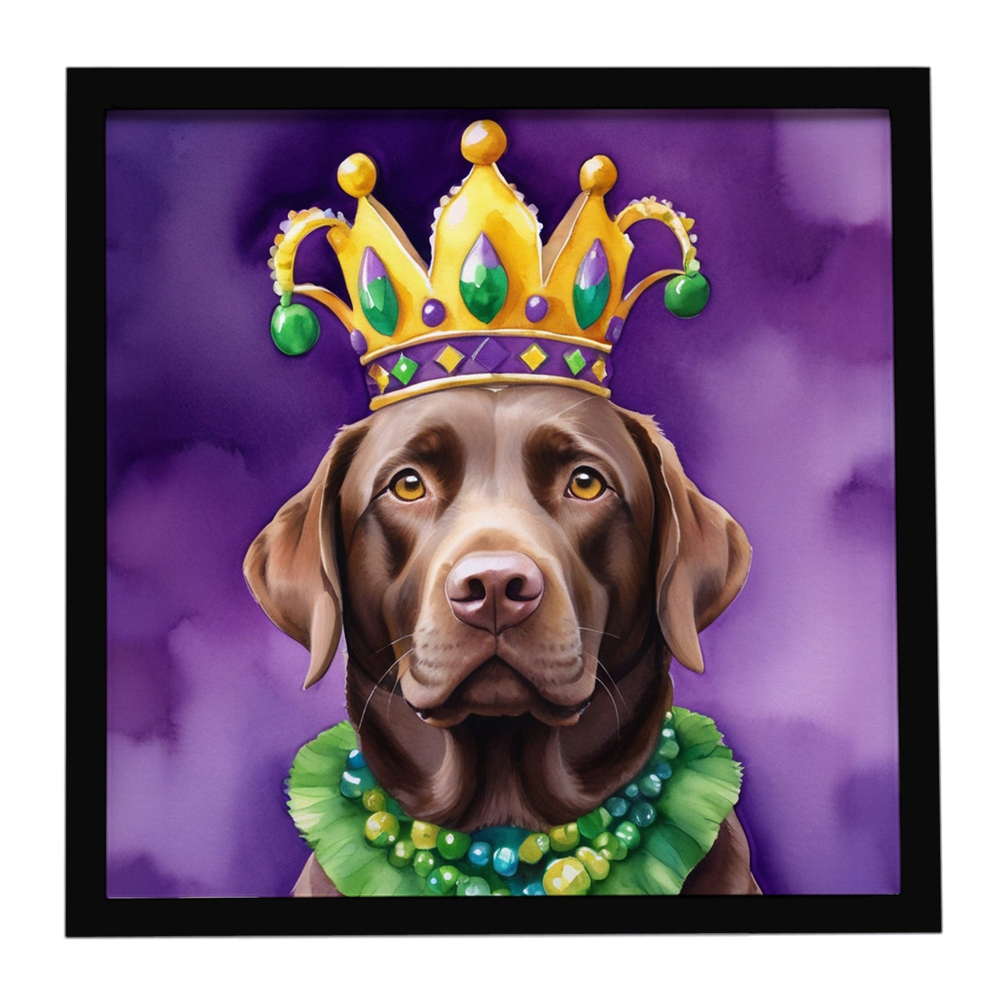 Labrador Retriever King of Mardi Gras Framed Metal Print