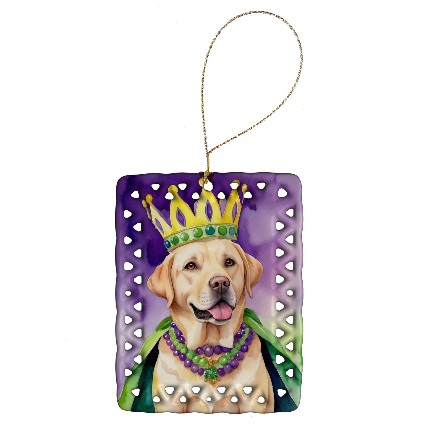 Labrador Retriever King of Mardi Gras Porcelain Ornament