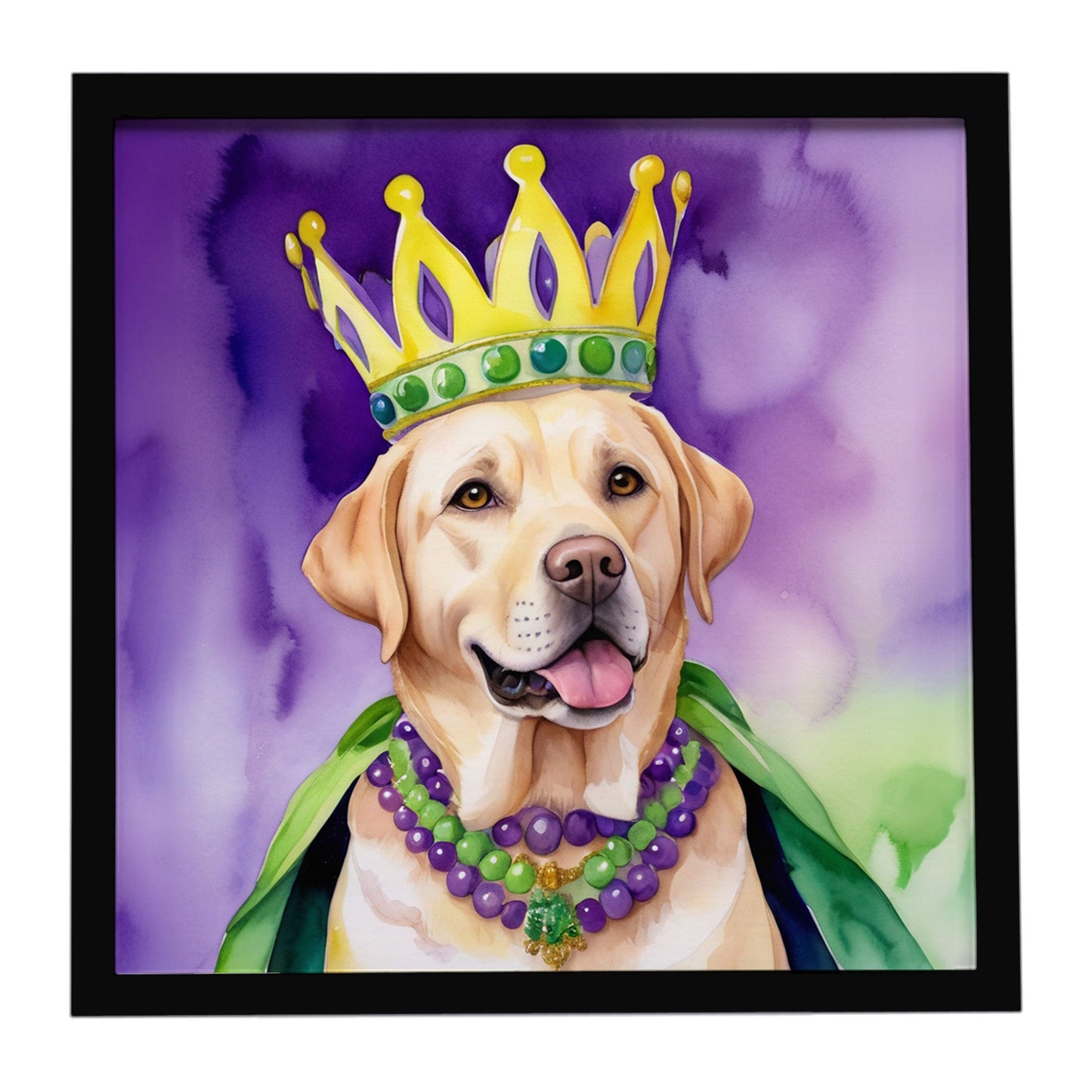 Labrador Retriever King of Mardi Gras Framed Metal Print