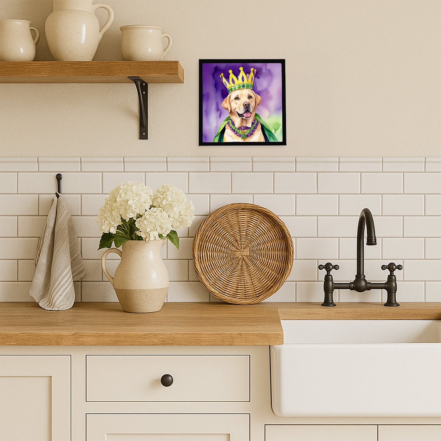 Labrador Retriever King of Mardi Gras Framed Metal Print