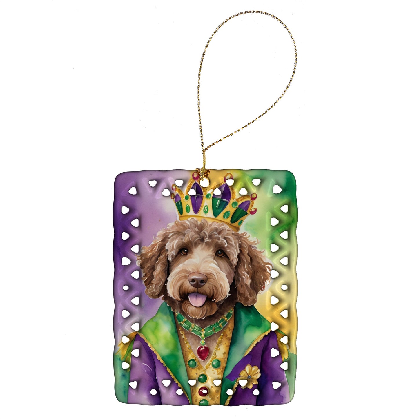 Labradoodle King of Mardi Gras Porcelain Ornament
