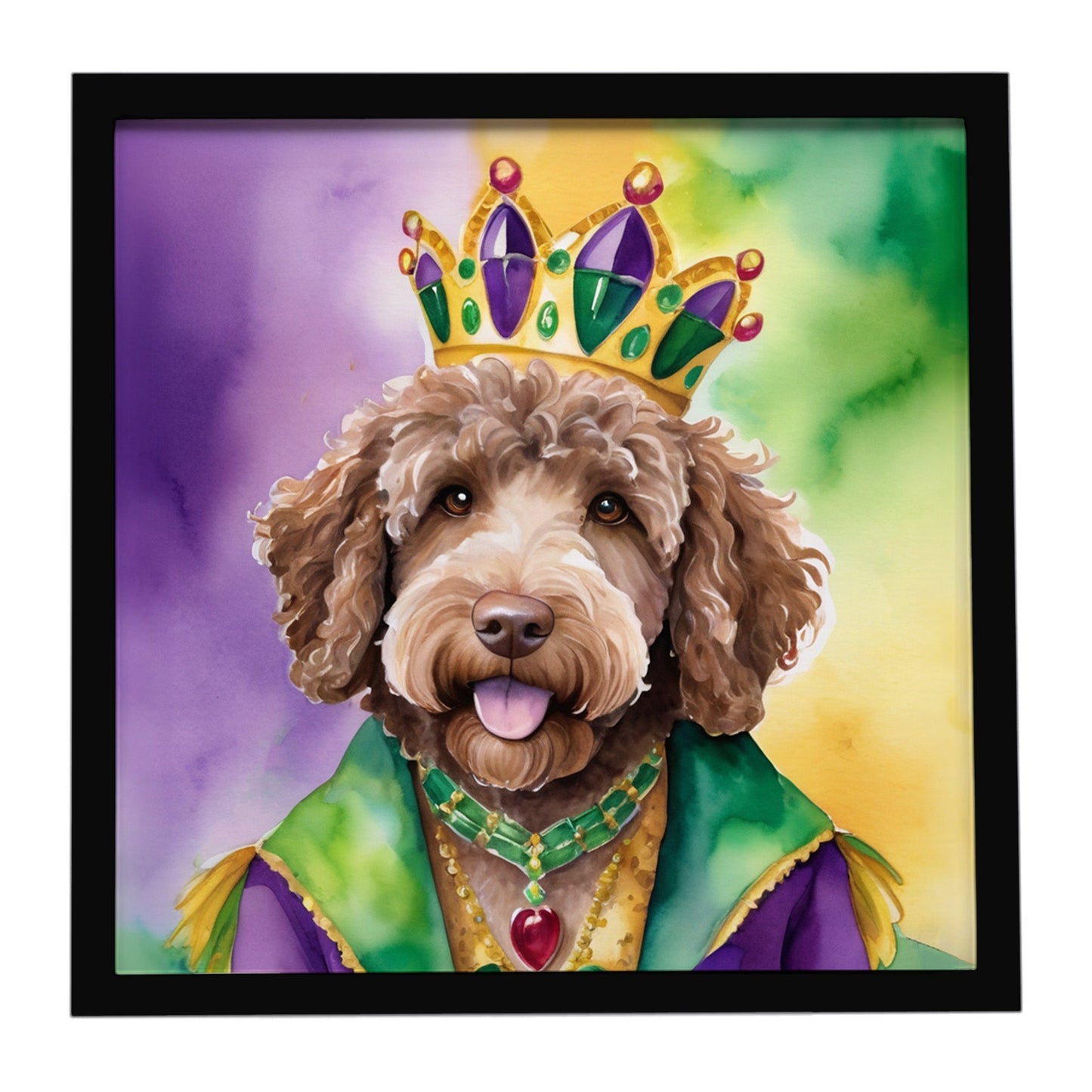 Labradoodle King of Mardi Gras Framed Metal Print
