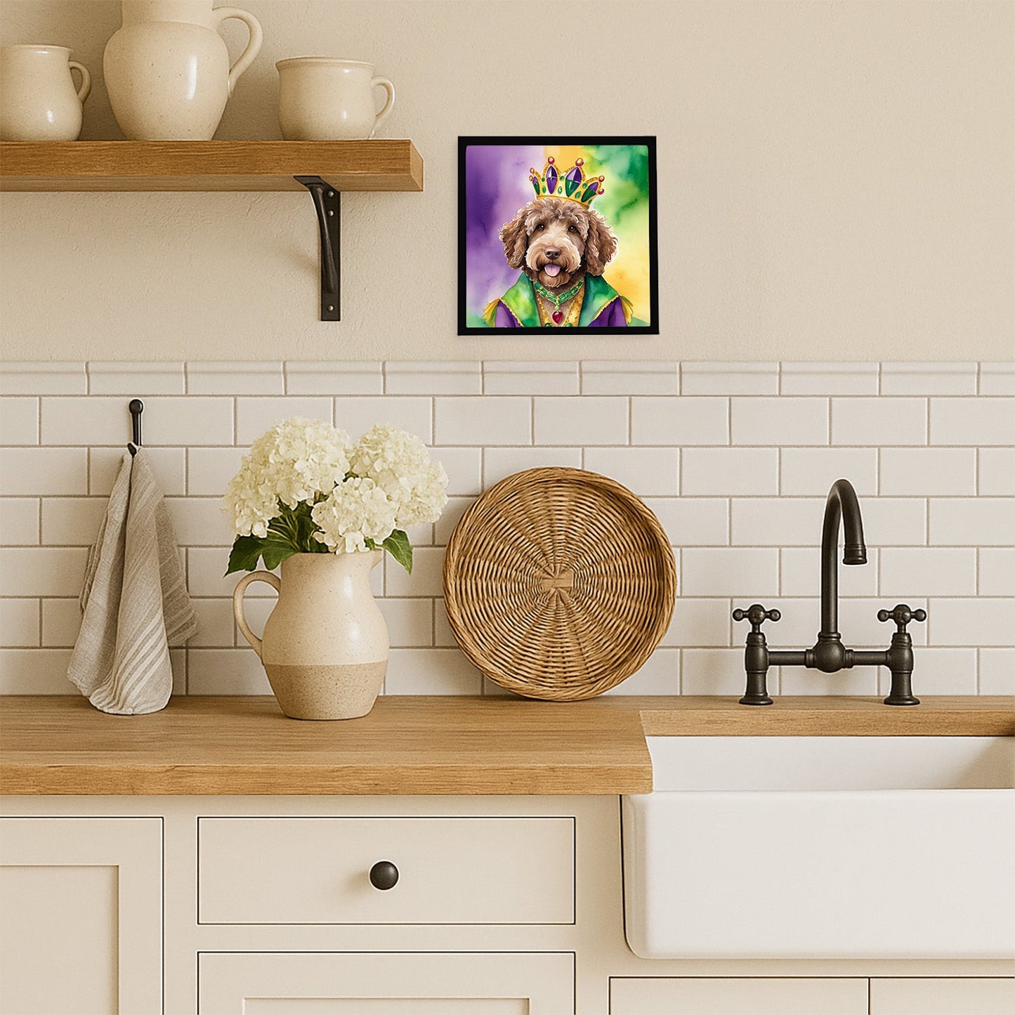 Labradoodle King of Mardi Gras Framed Metal Print