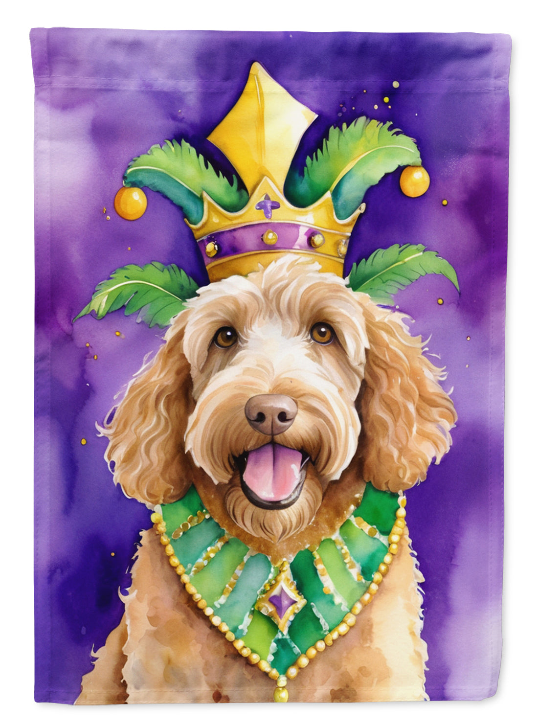 Labradoodle King of Mardi Gras House Flag