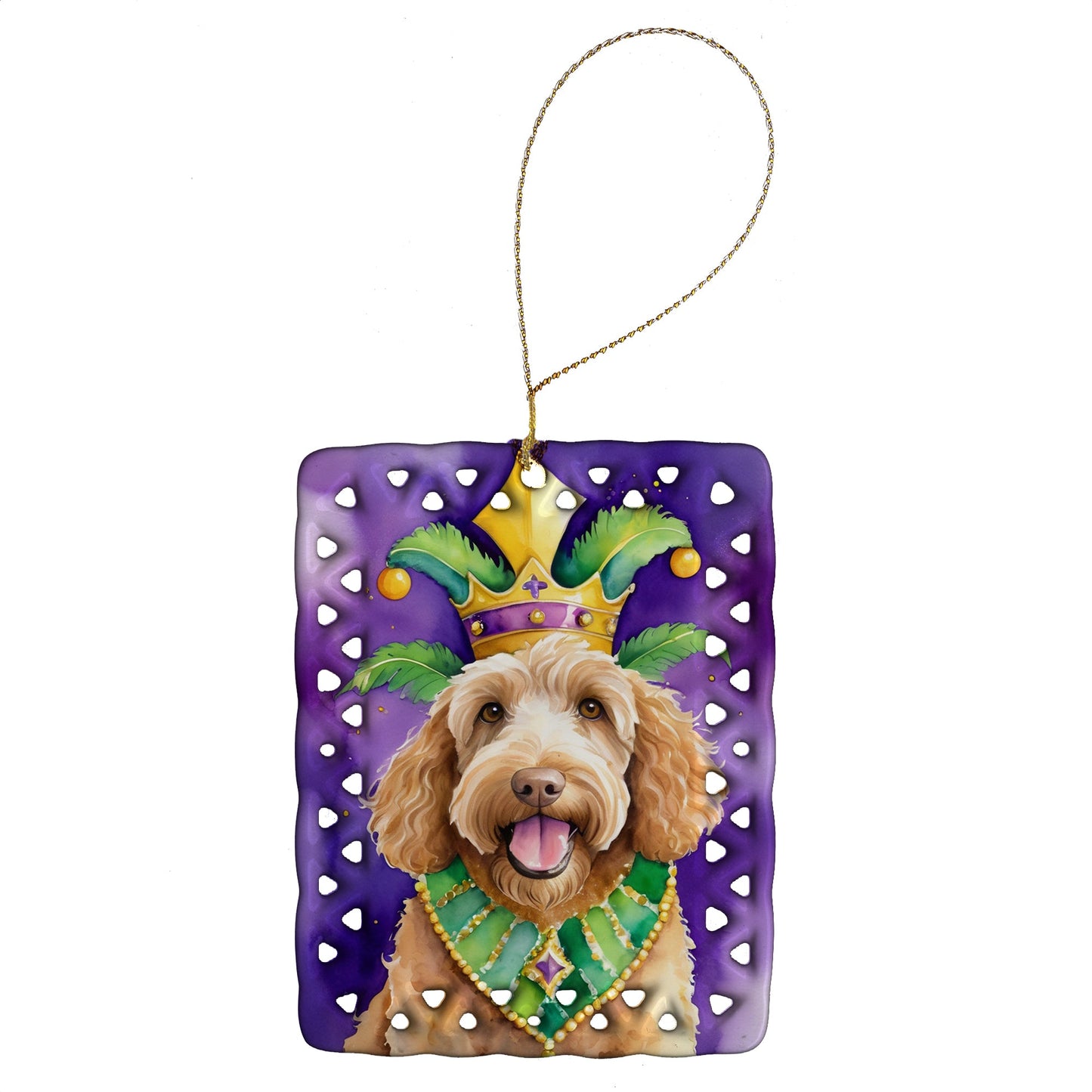 Labradoodle King of Mardi Gras Porcelain Ornament