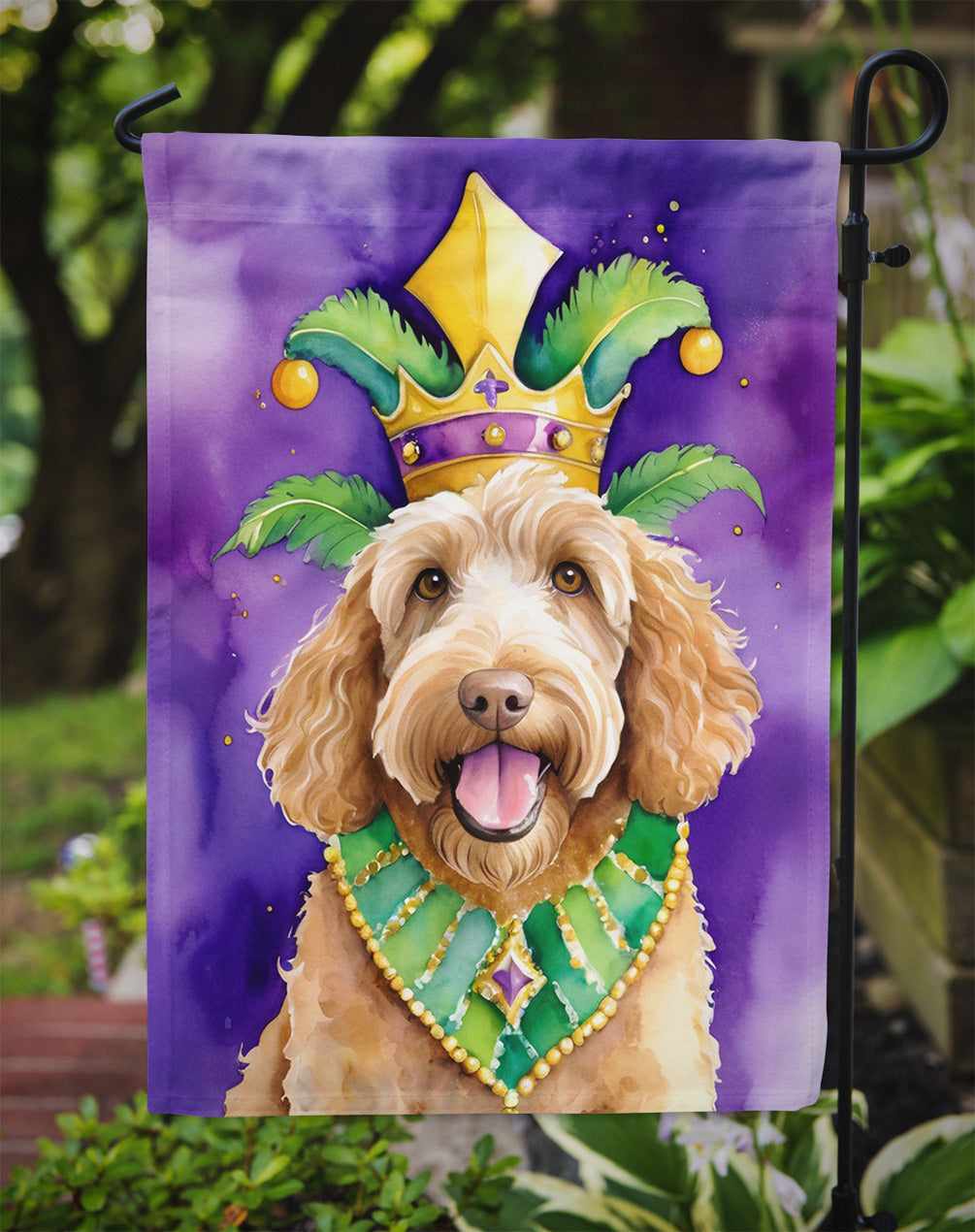 Labradoodle King of Mardi Gras Garden Flag - Vibrant Dog-Themed Yard Decor by Caroline's Treasures