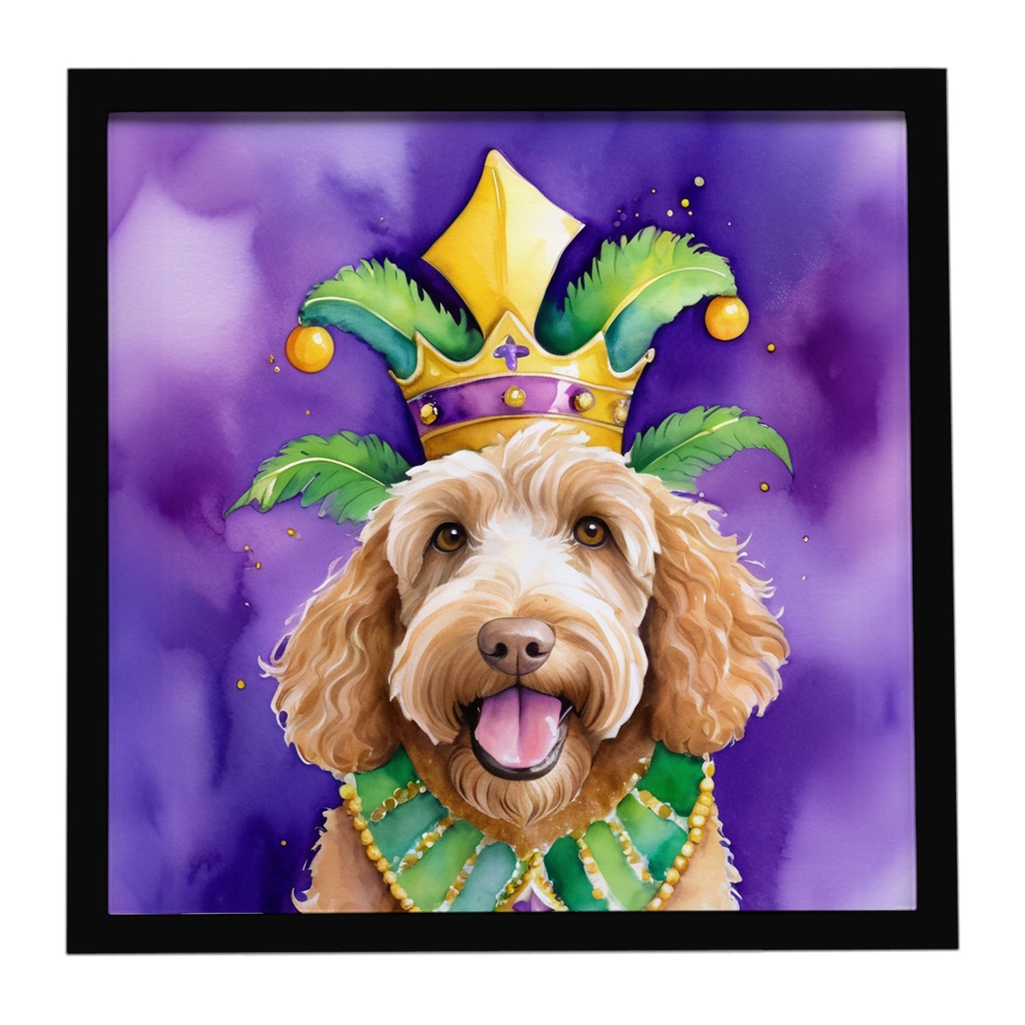 Labradoodle King of Mardi Gras Framed Metal Print