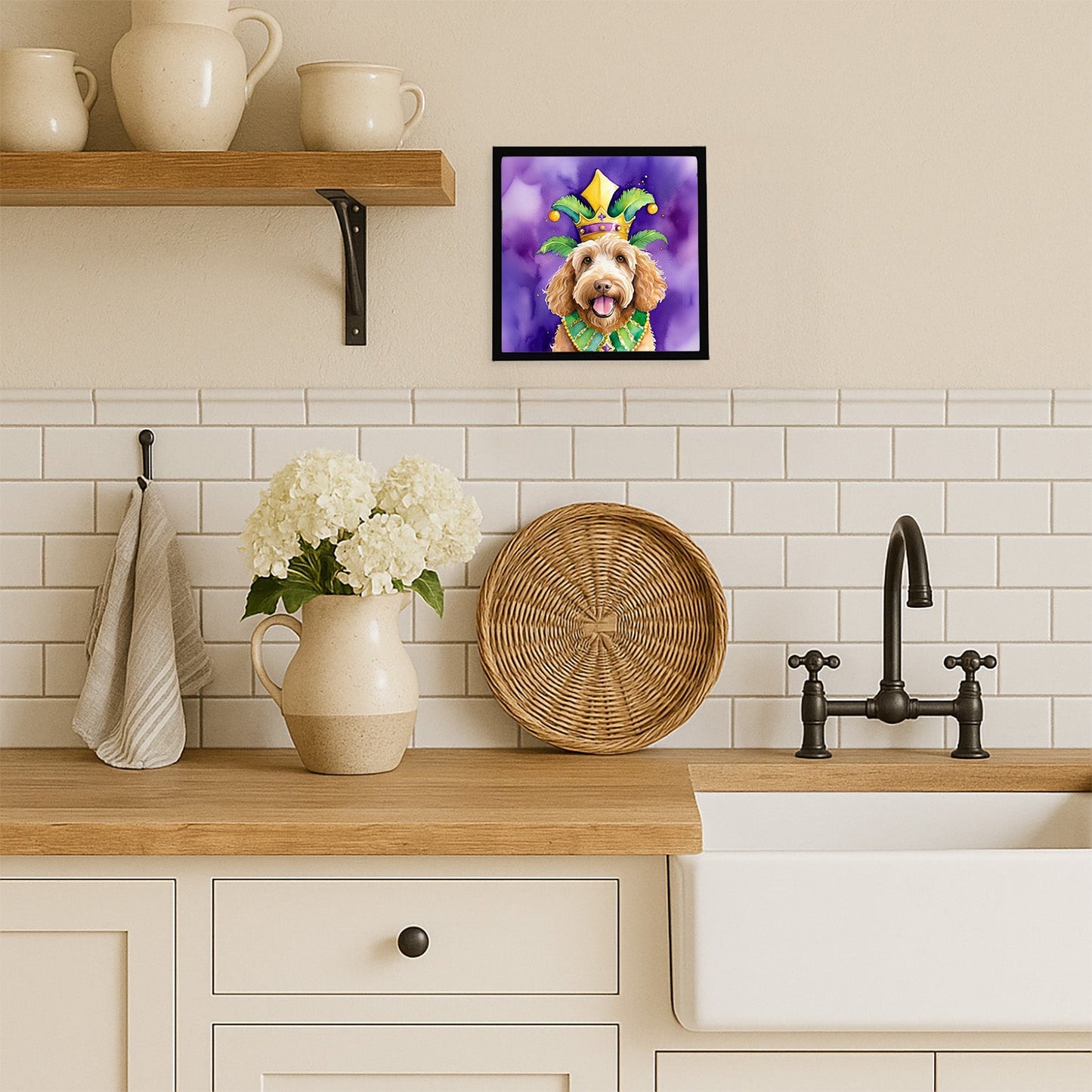 Labradoodle King of Mardi Gras Framed Metal Print