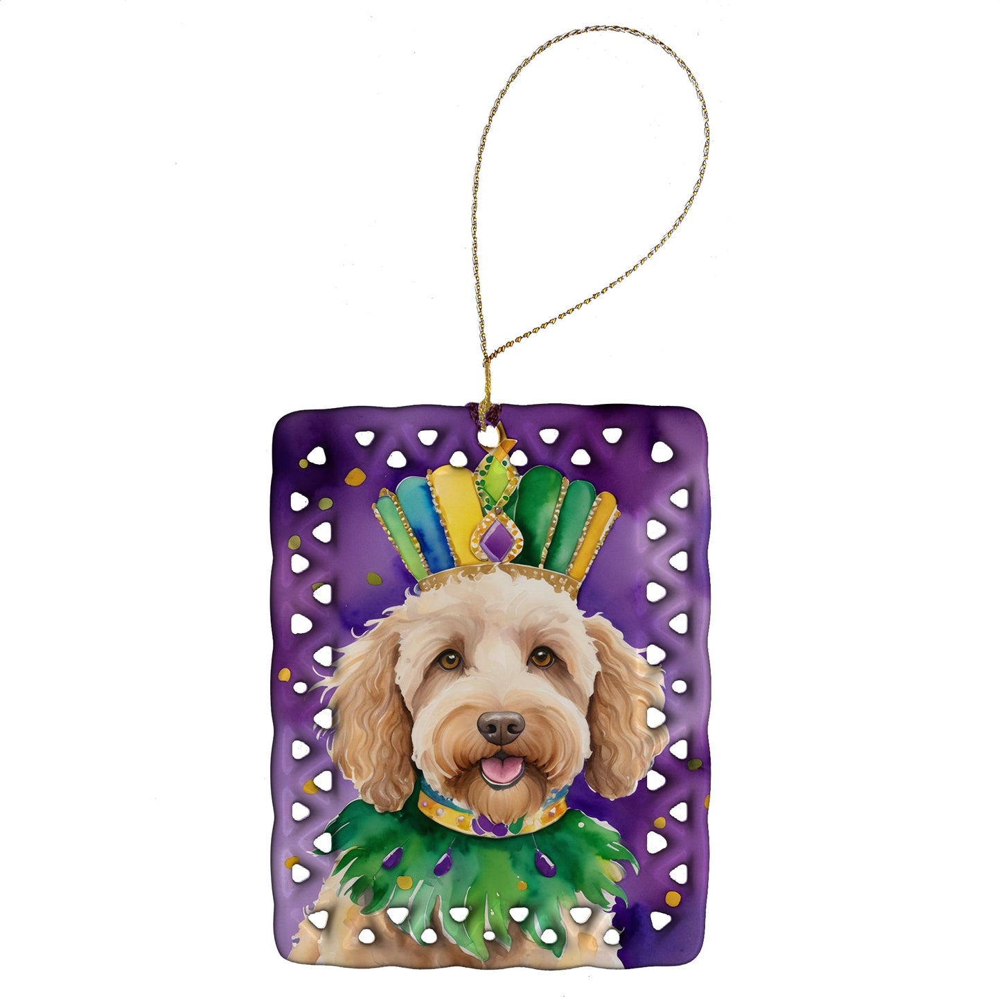 Labradoodle King of Mardi Gras Porcelain Ornament