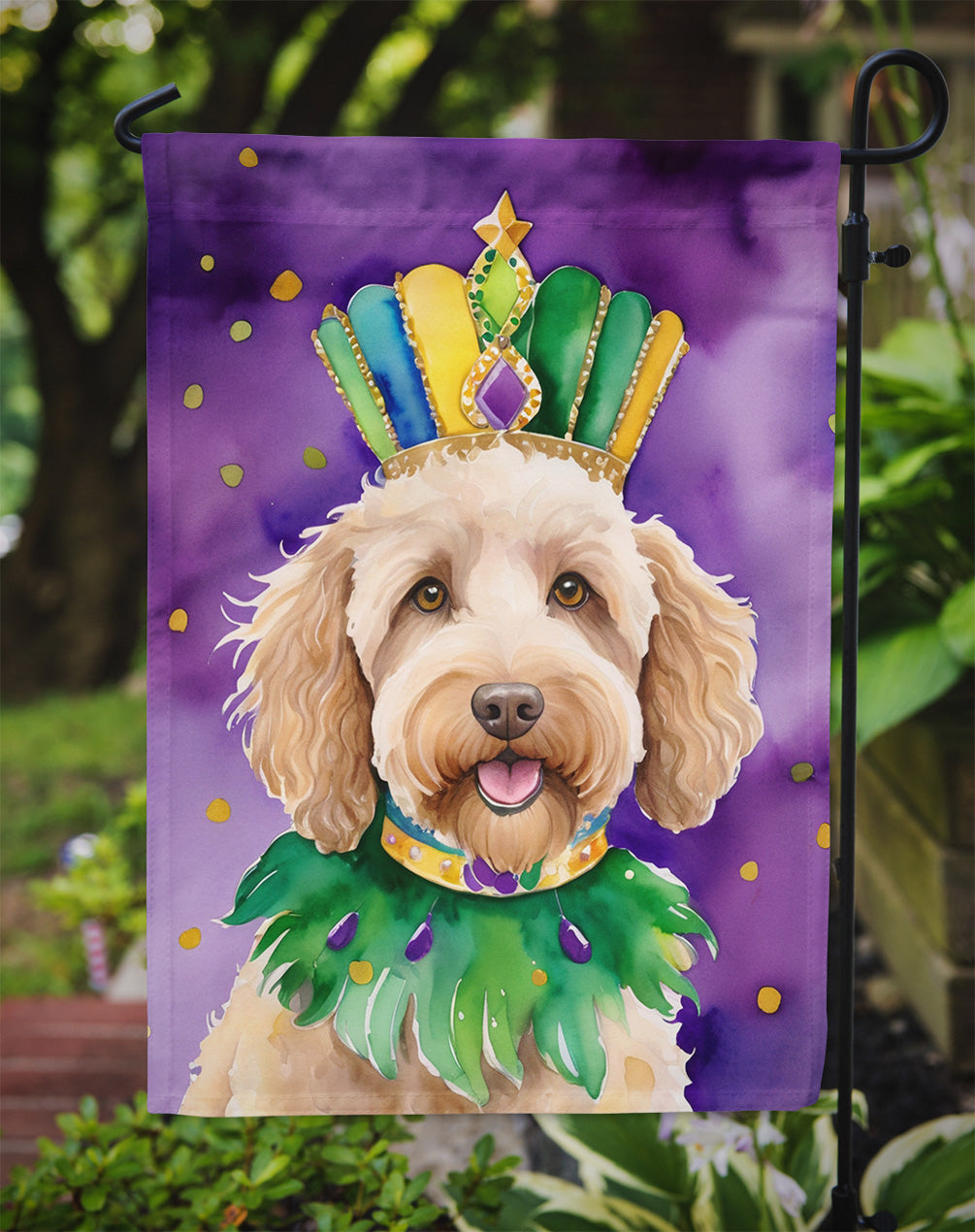 Labradoodle King of Mardi Gras Garden Flag - Vibrant Dog-Themed Yard Decor by Caroline's Treasures
