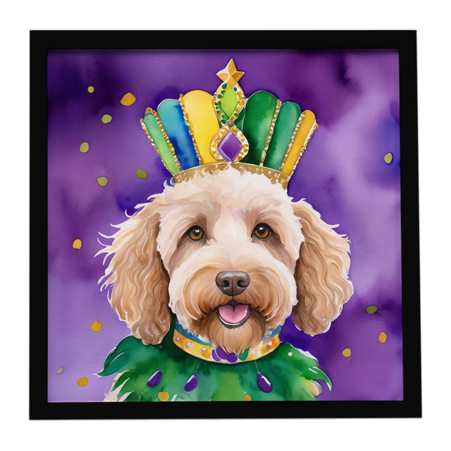 Labradoodle King of Mardi Gras Framed Metal Print