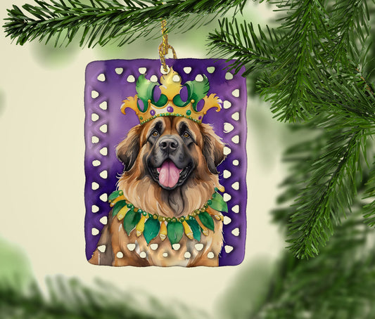 Leonberger King of Mardi Gras Porcelain Ornament