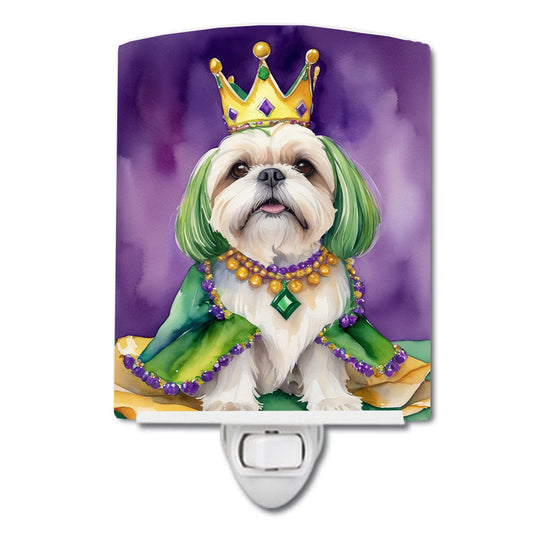 Lhasa Apso King of Mardi Gras Ceramic Night Light