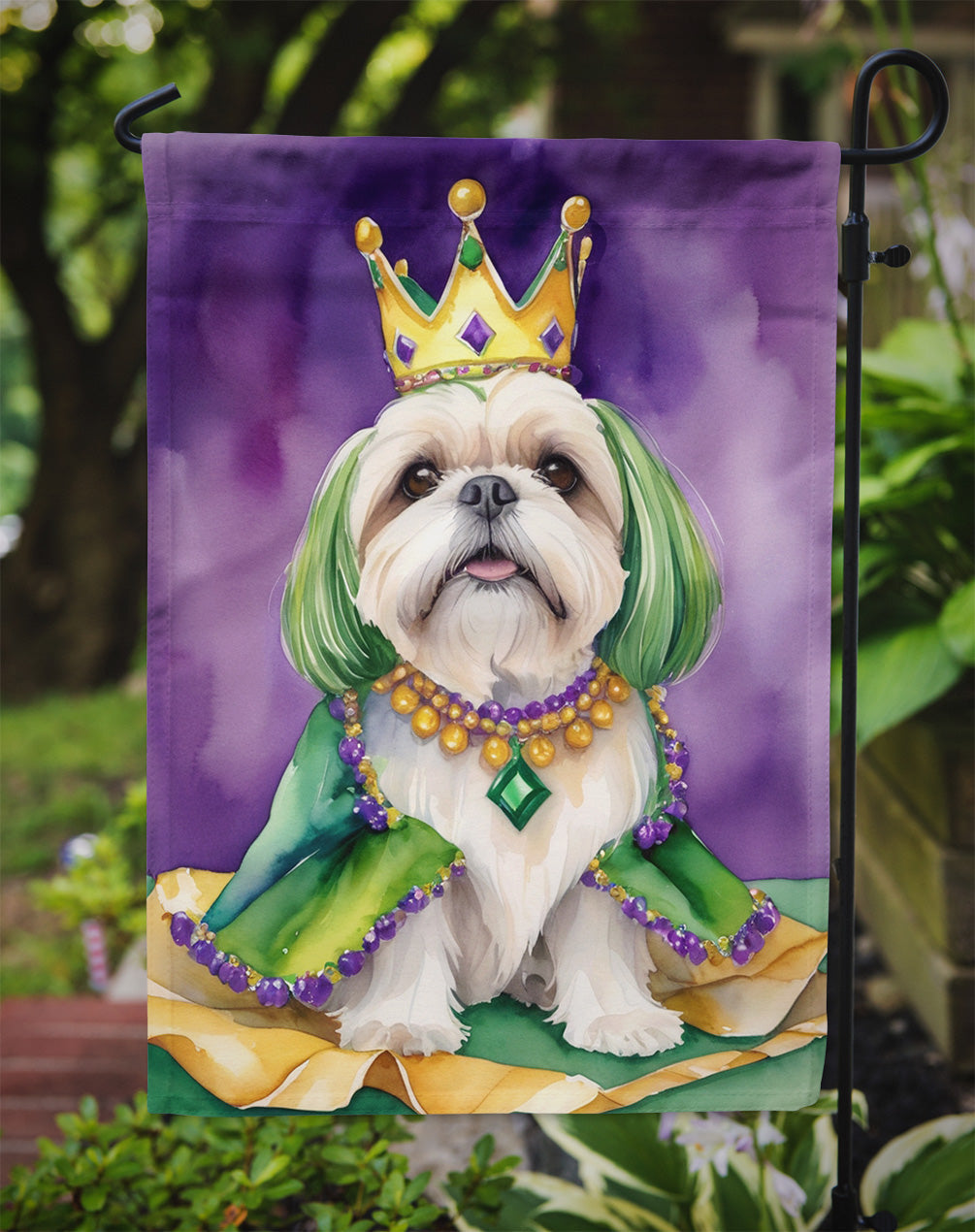 Lhasa Apso King of Mardi Gras Garden Flag - Vibrant Dog-Themed Yard Decor by Caroline's Treasures