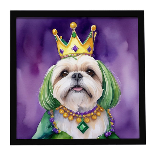 Lhasa Apso King of Mardi Gras Framed Metal Print