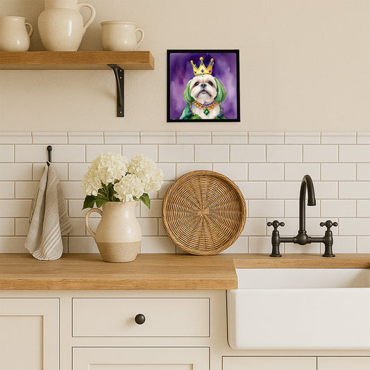 Lhasa Apso King of Mardi Gras Framed Metal Print