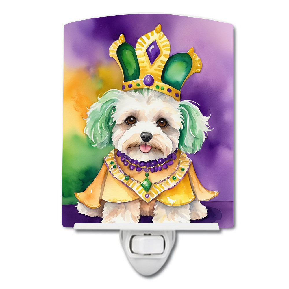 Maltipoo King of Mardi Gras Ceramic Night Light