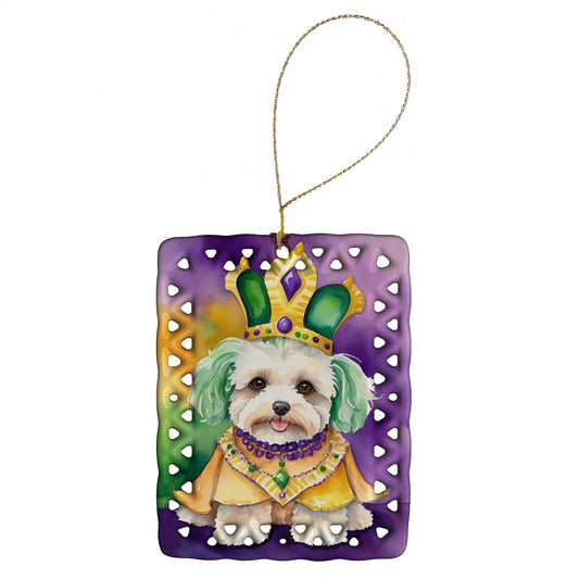 Maltipoo King of Mardi Gras Porcelain Ornament