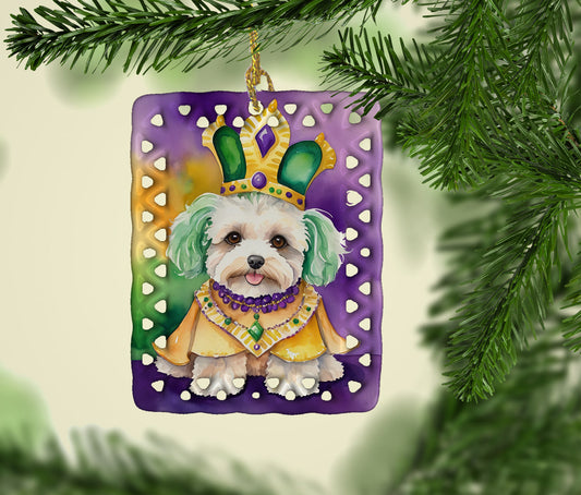 Maltipoo King of Mardi Gras Porcelain Ornament