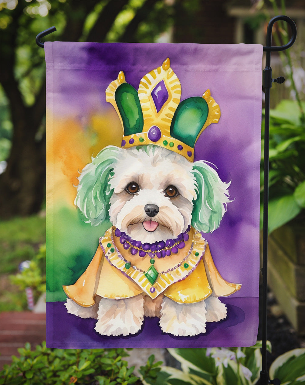 Maltipoo King of Mardi Gras Garden Flag - Vibrant Dog-Themed Yard Decor by Caroline's Treasures