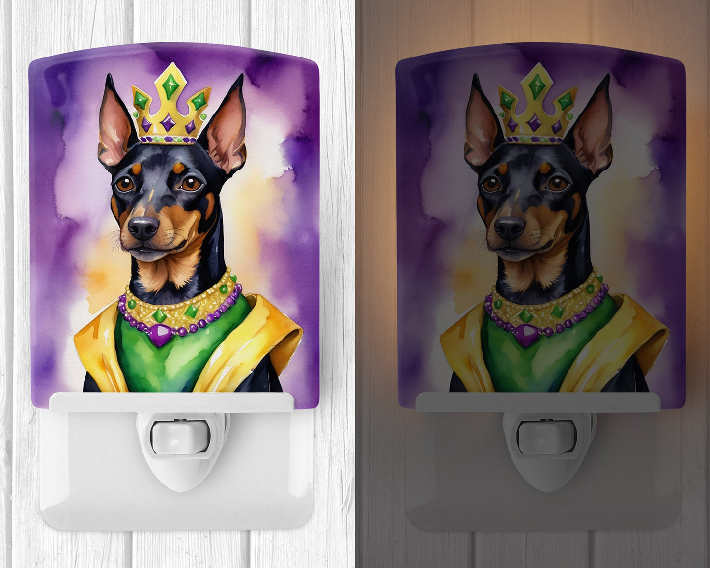 Manchester Terrier King of Mardi Gras Ceramic Night Light