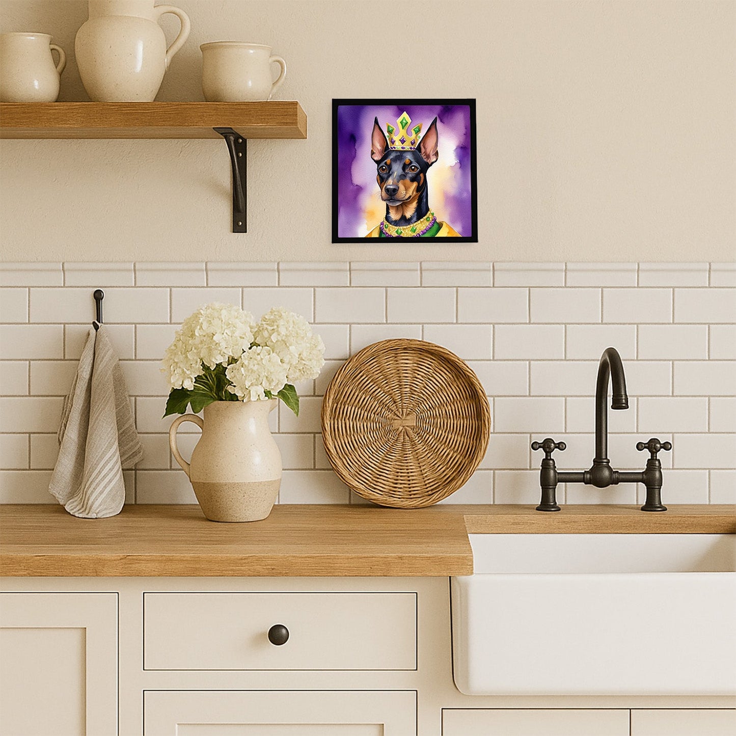 Manchester Terrier King of Mardi Gras Framed Metal Print