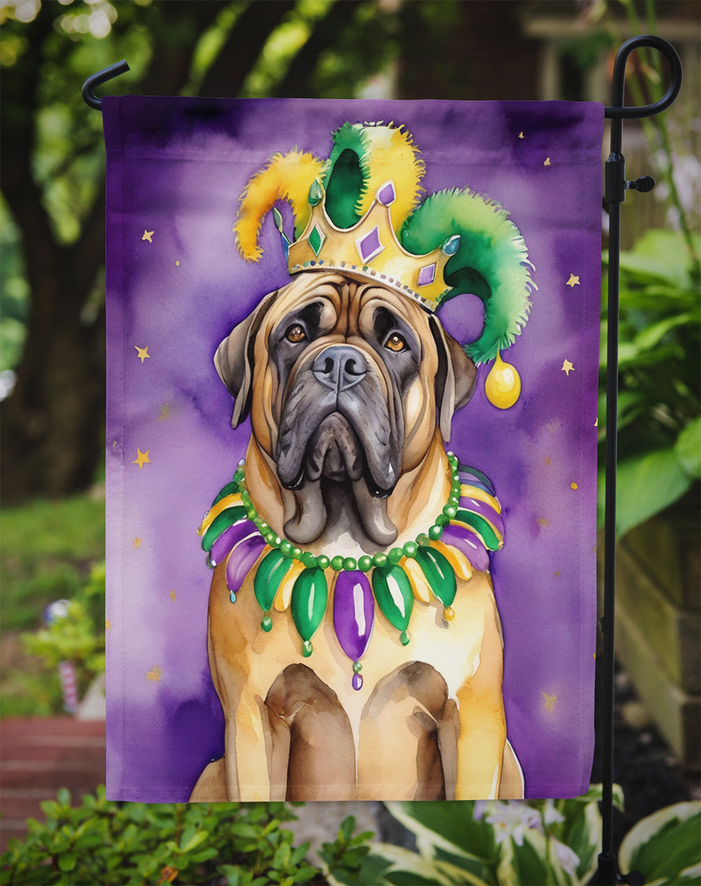 Mastiff King of Mardi Gras Garden Flag - Vibrant Dog-Themed Yard Decor by Caroline's Treasures