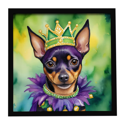 Miniature Pinscher King of Mardi Gras Framed Metal Print