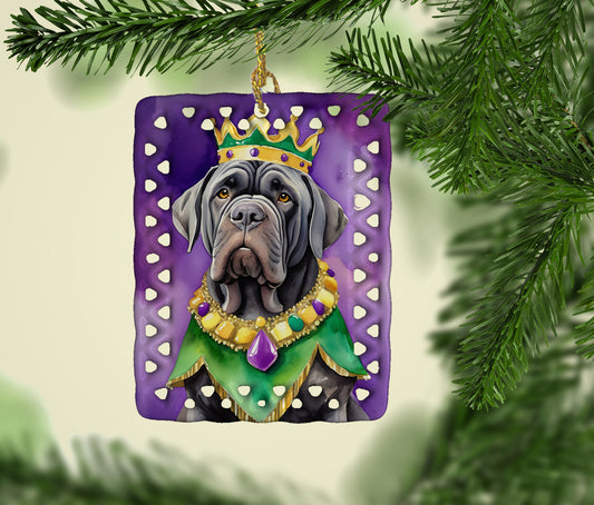 Neapolitan Mastiff King of Mardi Gras Porcelain Ornament