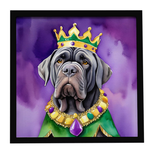 Neapolitan Mastiff King of Mardi Gras Framed Metal Print