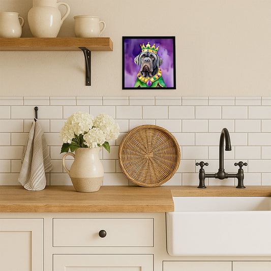 Neapolitan Mastiff King of Mardi Gras Framed Metal Print