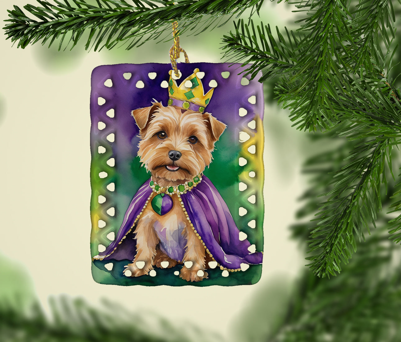 Norfolk Terrier King of Mardi Gras Porcelain Ornament