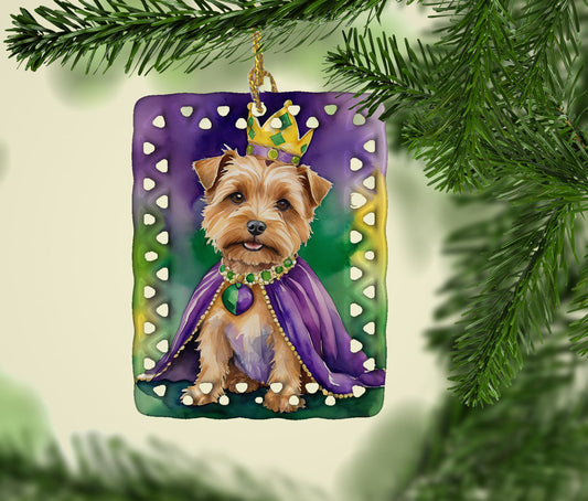 Norfolk Terrier King of Mardi Gras Porcelain Ornament