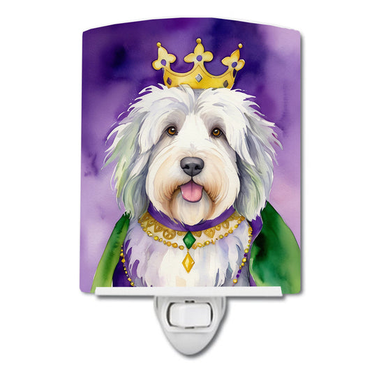 Old English Sheepdog King of Mardi Gras Ceramic Night Light