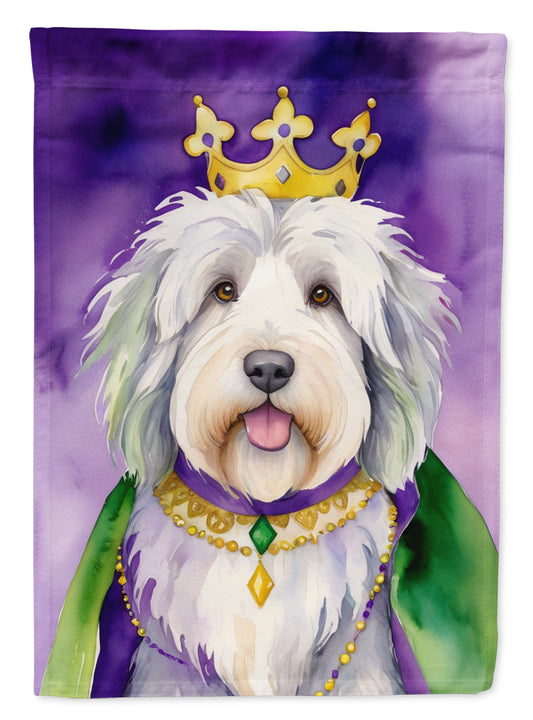 Old English Sheepdog King of Mardi Gras Garden Flag - Vibrant Dog-Themed Yard Decor by Caroline's Treasures