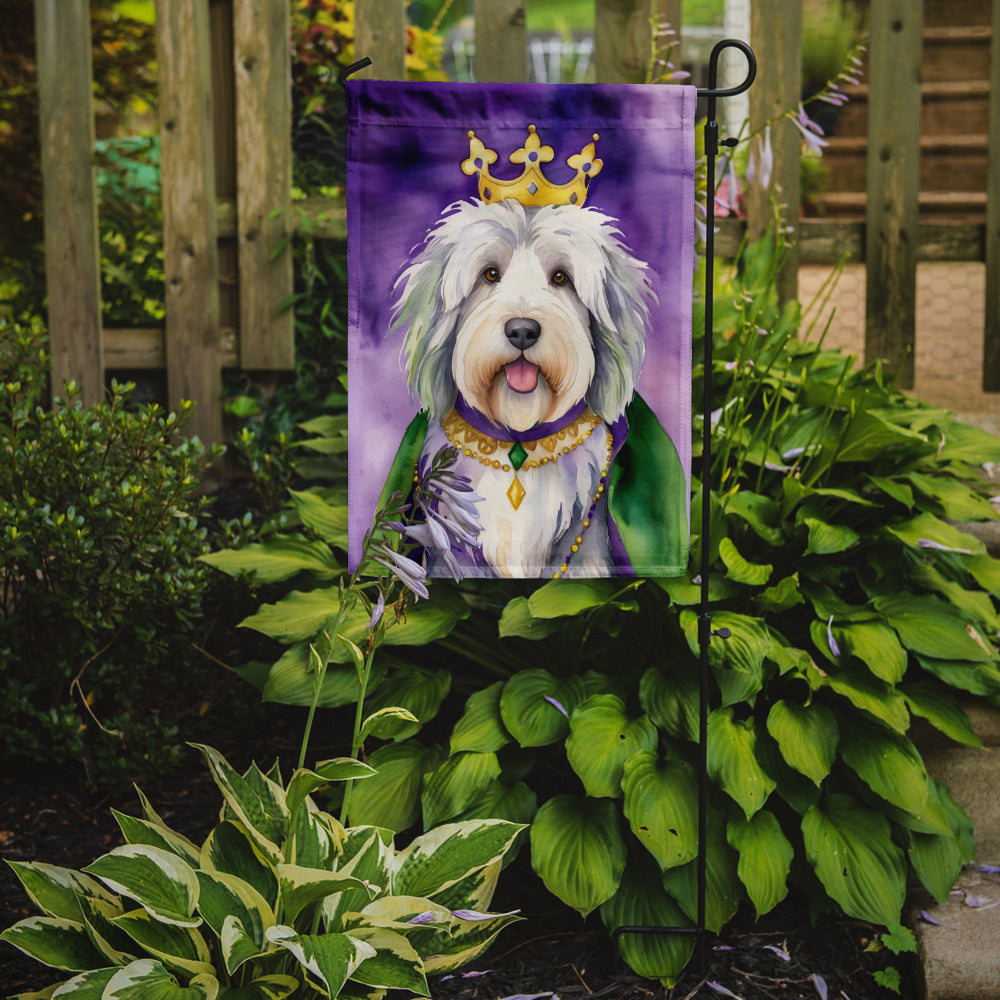 Old English Sheepdog King of Mardi Gras Garden Flag - Vibrant Dog-Themed Yard Decor by Caroline's Treasures
