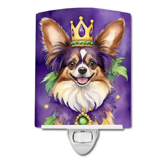 Papillon King of Mardi Gras Ceramic Night Light