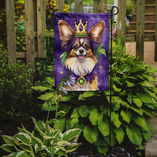 Papillon King of Mardi Gras Garden Flag - Vibrant Dog-Themed Yard Decor by Caroline's Treasures