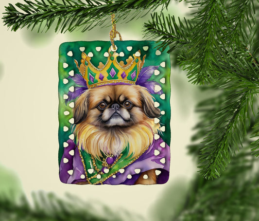 Pekingese King of Mardi Gras Porcelain Ornament