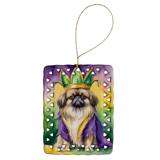 Pekingese King of Mardi Gras Porcelain Ornament