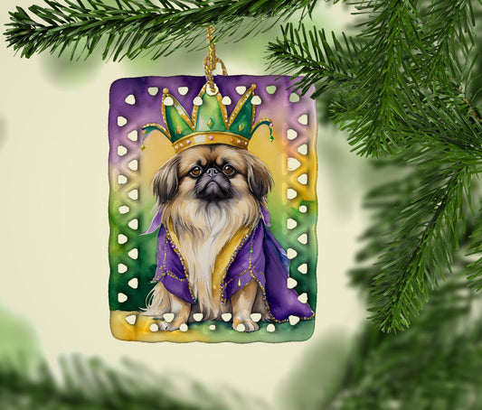Pekingese King of Mardi Gras Porcelain Ornament