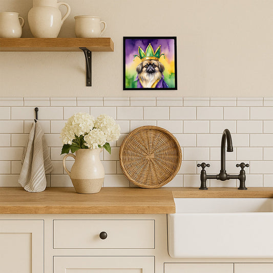 Pekingese King of Mardi Gras Framed Metal Print